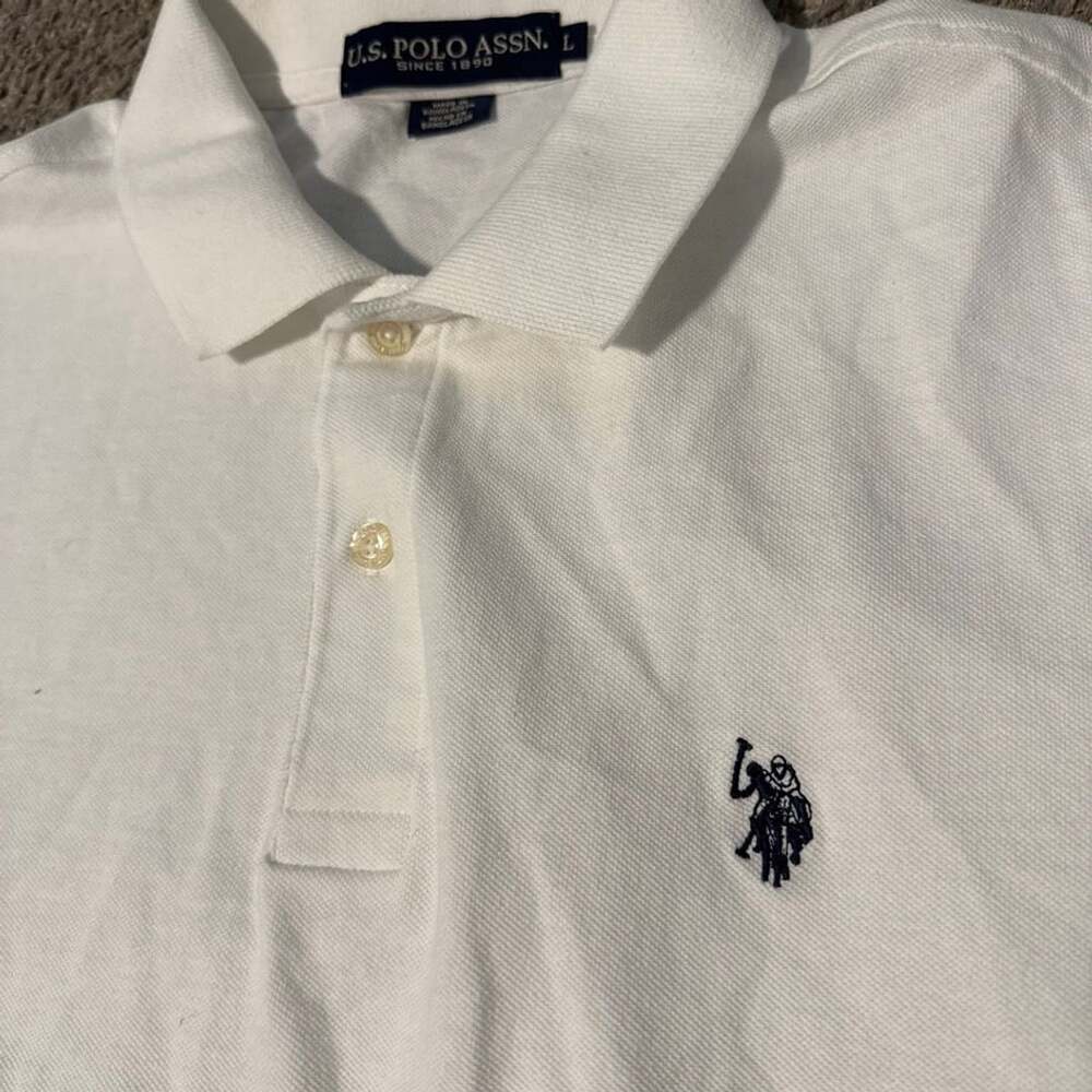 U.S. Polo Assn. Polo Shirt Size L White Short Sleeve